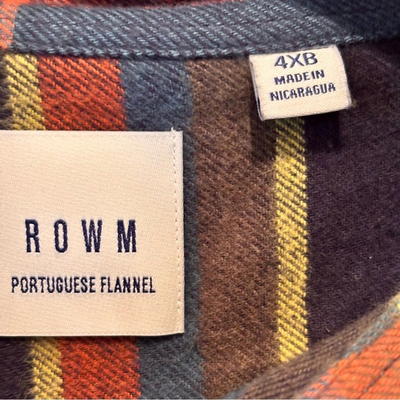 NWT Rowm Big&Tall Nomad Collection Long Sleeve Flannel Button Down Shirt,size4XB - Picture 5 of 12